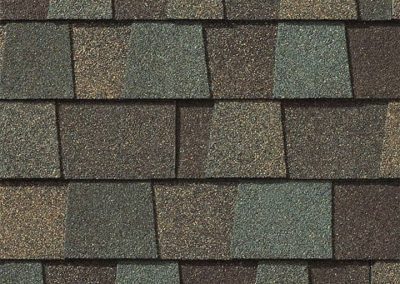 multicolored shingles on someones roof