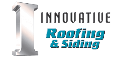 innovative roofing & siding logo with blue letters